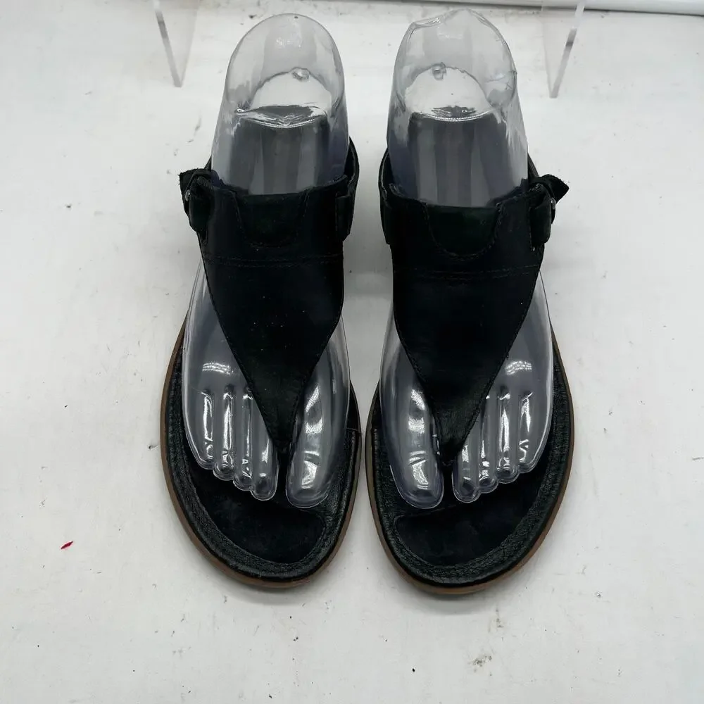 Patagonia Sandals Womens 7 Addie Tri Leather Thong Slide Outdoor Black